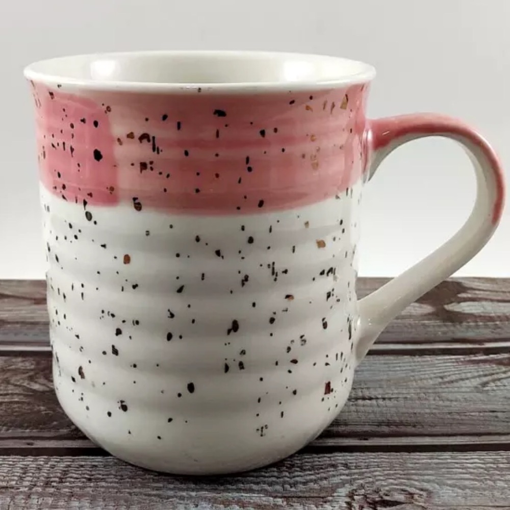 ⚠️ 5/25$ Large Sheffield home pink ceramic coffee mug w/gold flecks
